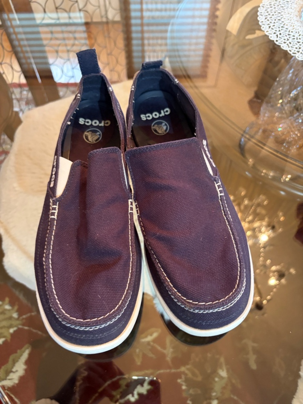 CROCS Men’s Slip-On Canvas Loafers in Deep Purple